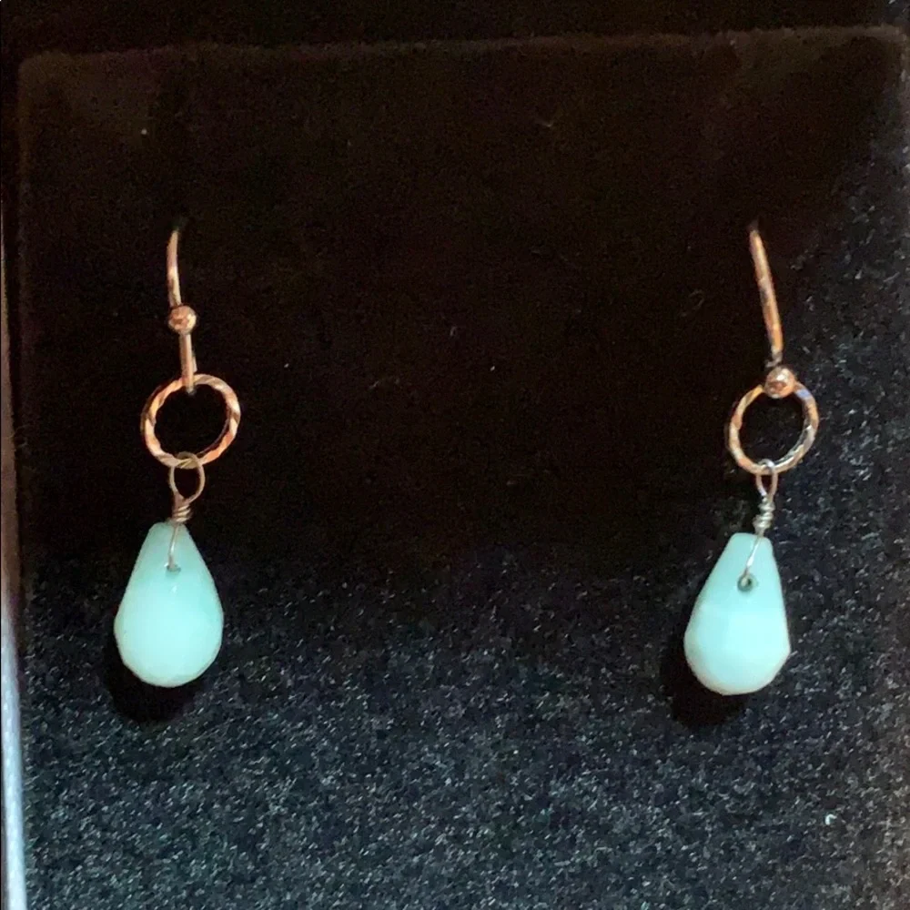 Larimar classic minimalist tear drop earrings - Picture 3 of 6